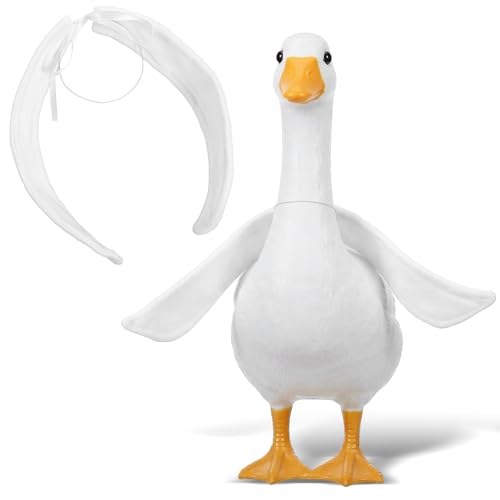 GEEHUA 1Pair Poseable Goose Wings Adjustable Porch GooseWings White Wire Geese Arm Wings Porch Lawn Goose Outfit Accessories for Patio Yard Lawn Decor