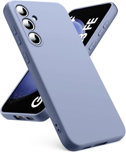Image of Elzzi Microfiber Candy Case Compatible for Samsung S23 FE 5G Smooth Touch Cushion Liquid Soft Silicone Gel Rubber Phone Cases Non-Slip Full Body Protective Shockproof Back Cover - Lavender Grey