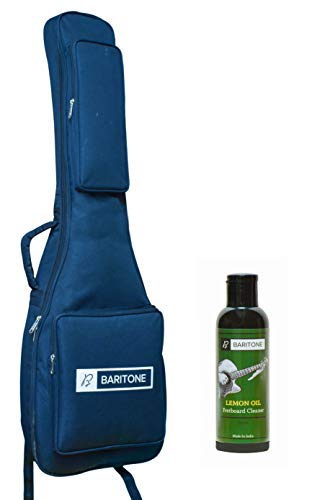 Image of Baritone Case for Double Padded Bag /Cover /Case For All Electric Guitars of Yamaha Pacifica /Vault /Fender /Hobner /Gibson Squier Bullet Strat (With Lemon Oil, Blue)