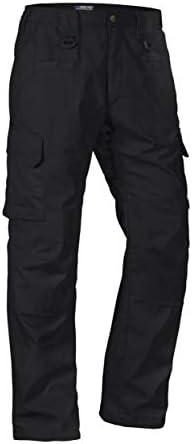 LA Police Gear Men's Basic Operator Pant, Elastic Waistband Uniform Cargo Pant with Blousing Strings, Durable EDC Tac Pants - Black - 36 x 30