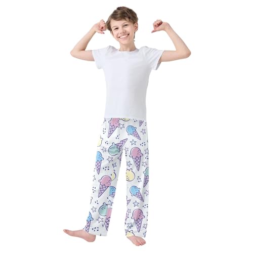 Boys' Pants Summer Ice Cream Colorful Long Bottoms Jogger Pants Elastic Waist Trousers with Pockets S-XL2