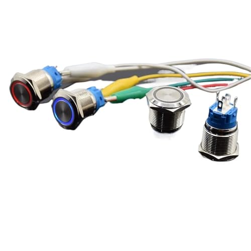 Interruptor de boton 19mm autorretenido con luz LED verde 220V coche No Nc