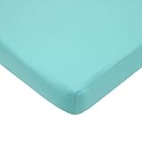 TL Care 100% Cotton Percale Fitted Mini Crib Sheet, Aqua