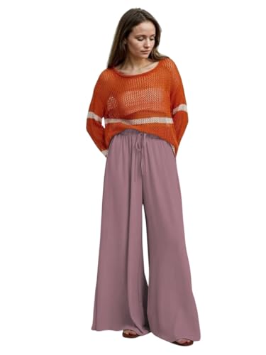 Image of KOTTY Women's Relaxed Fit Wide-Leg Drawstring Palazzo Trouser for Everyday Comfort & Style