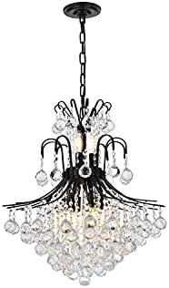 Elegant Lighting Toureg 22" Metal and Crystal Chandelier in Black