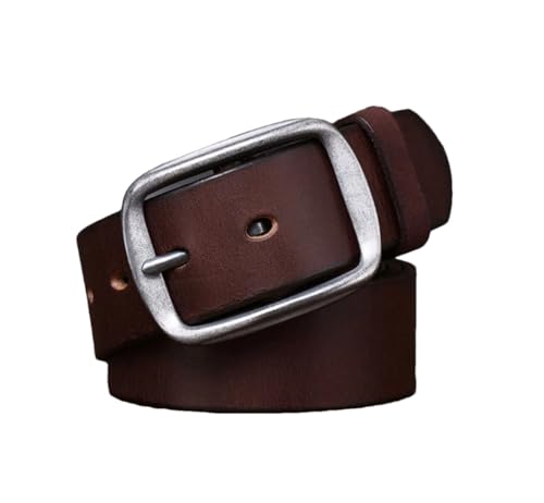 Men Solid Leather Stainless Steel Pin Buckle Belt 3.8cm Wide Belts Leather Belt Daily