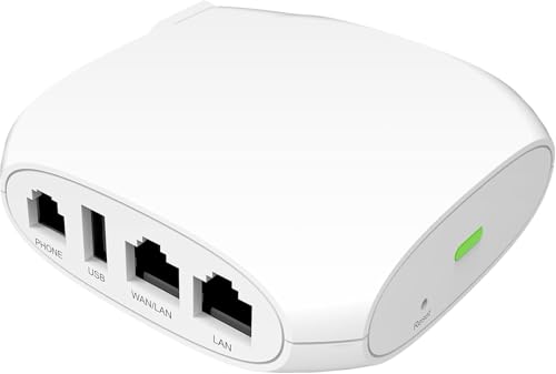FLYINGVOICE FTA1101 Analog Telephone Adapter (ATA) with Built-in US Plug, Convert Analog Phone to VoIP, AP Mode for Travel Router, Portable VoIP Adapter for Home Office & Hotel