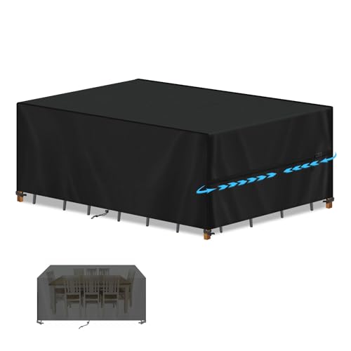 SIMPHAUS Gartenmöbel Abdeckung Wasserdicht 220x100x75cm, 420D Oxford Gewebe Abdeckplane Gartenmöbel Schutzhülle für Gartentisch, Sofas, Balkonmöbel, Rattanmöbel, Anti-UV Loungemöbel Abdeckung