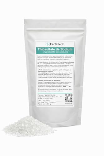Sodium Thiosulfate pentahydraté 250 g – Produit chimique industriel pour neutralisation du chlore, traitement de l’eau, procédés techniques et usages industriels