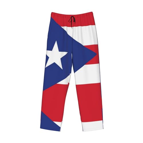Puerto Rico Flag Mens Pajama Funny Lounge Pant Soft Pyjama Trousers Bottoms With Pockets Drawstring Elastic Waist Pant4