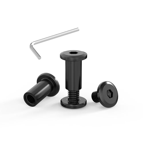 20 Tornillos de Conexión, Tornillos Para Muebles, Tuerca de Manguito M5x16, Tornillos de Manguito, Acero Inoxidable A2 V2A, Óxido Negro, Conector de Armario con Llaves Hexagonales