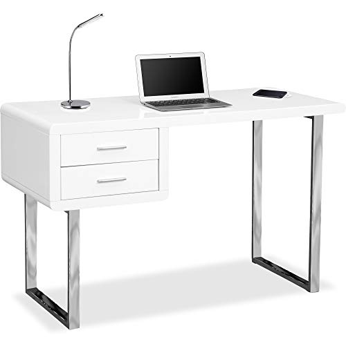 Centurion Supports Harmonia Brillante Blanco con Patas cromadas cajones cilíndrico pctica Oficina en casa Escritorio para Ordenador