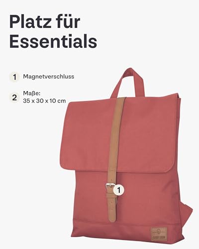 Johnny Urban Rucksack Damen - Mia - Schlanke Tasche mit Laptopfach - Aus Recyceltem PET - 7L - Wasserabweisend - Rot Braun