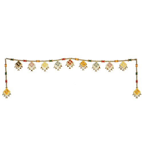 Traditional Indian Cotton Toran BandarwalHandmade Multicolor Door Hanging with Decorative Pearl & Cotton Fabric (Design 6)