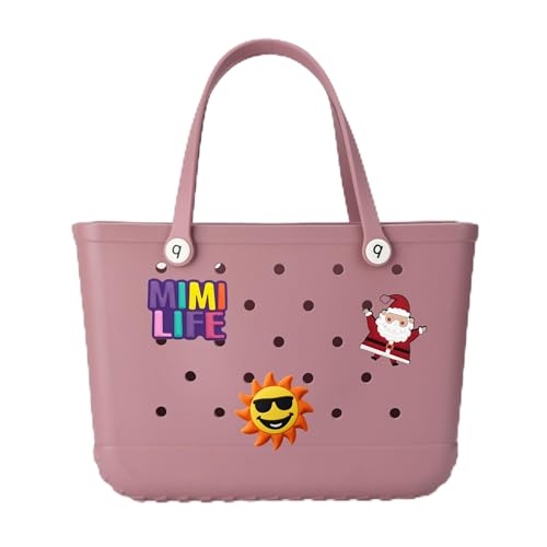 Premium X-Large EVA Waterproof Beach Bag Sandproof Washable Structured Rubber tip proof open Tote Inner Pocket &3 Free Charms Durable Pool Boat sports &Travel (48x34x23cm)