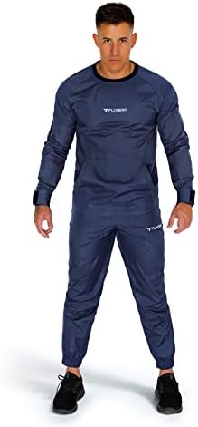 FUXERT Sauna Suit for Men Weight Loss Non Rip Sweat Suit Lightweight Waterproof Workout Suit for Boxing Gym Exercise (BE L)