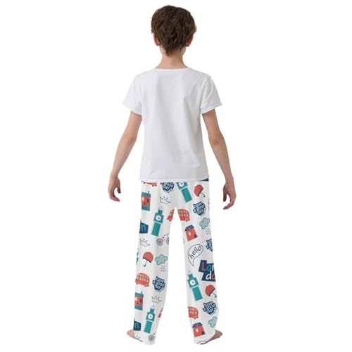 ZZXXB Hello London Boys Long Pants Soft Trousers Elastic Waist Kids Lounge Bottoms with Pockets S-XL3