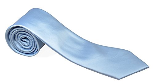 Mens Formal Tie Wholesale Lot of 5 Mens Solid Color Wedding Ties 3.5" Satin Finish (Sky Blue) - Thumbnail 3