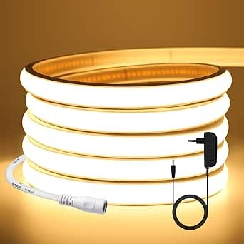 KISUFU 12V COB LED Ribbon, 320LEDs/m Light IP65 Waterproof Neon LED Strip Light mit AC Adapter for Living Room, Bedroom, Kitchen,DIY Decoration.