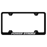 Au-TOMOTIVE GOLD Laser Etched Logo Stainless Steel Wide Body License Plate Frame for Ford Powerstroke (Black)
