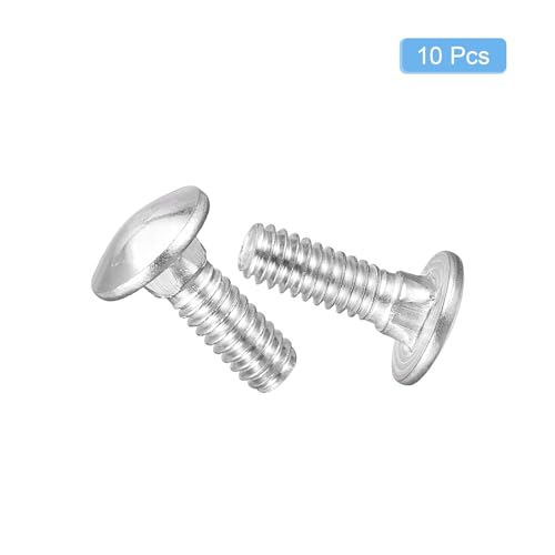 Image of uxcell 1 /4-20x3 /4 Carriage Bolt, 10pcs Round Head Square Neck Screws, 304 Stainless Steel, Fully Threaded, Silver