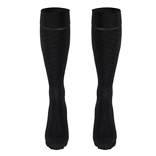Image of Truform Travel Compression Socks for Men and Women, 15-20 Knee High Over Calf Length, Charcoal, Large