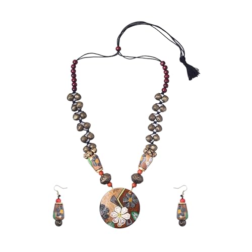 Image of AAKRITI ART CREATIONS Handcrafted Women's Jewelry Set - Ethnic Necklace and Earrings, Fashion Accessories for Special Occasions & Celebrations