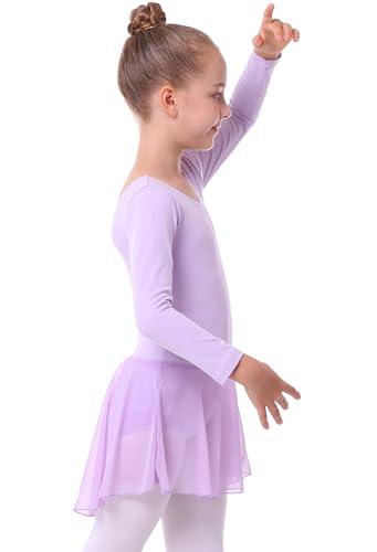 Girls Long Sleeve Ballet Leotards Skirt Toddler Dance Gymnastics Kids Team Basic Ballet Dresse
