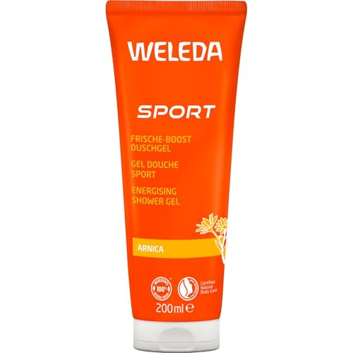 WELEDA Bio Sport Duschgel vegan - Naturkosmetik Arnika Duschseife für Frauen & Männer mit Rosmarin / Lavendel Duft - Natürliche Hautpflege Dusche zur Reinigung von Gesicht & Körper (1x 200ml)