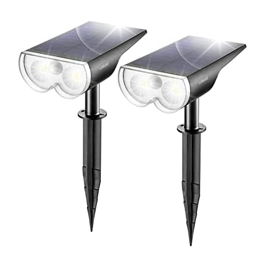 Linkind LED Solar Motion Sensor Landscape Spotlights, Max 650lm IP67 Waterproof Outdoor Landscape Lights Wireless Solar Powered Lights for Garden Yard Driveway Porch Walkway, 2 Pack, Cold White