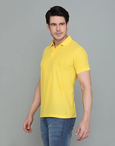 Image of INKKR Men's Combo Polo Neck Polycotton Solid T-Shirt (Pack of 2) Grey-Yellow