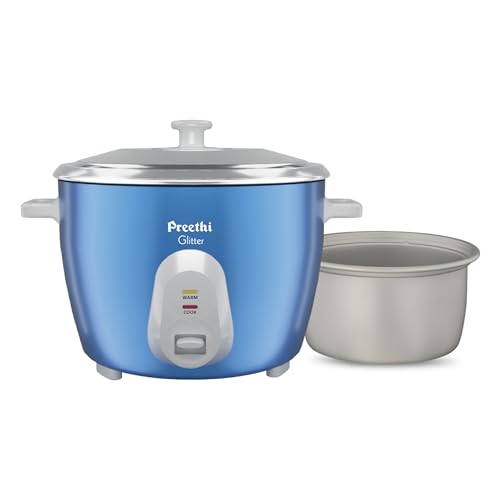 Preethi Glitter Electric Cooker, 1.8 Liters with Double Pan - Blu...