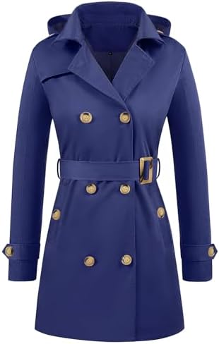 Tuopuda Women's Waterproof Trench Coat Double-Breasted Classic La...