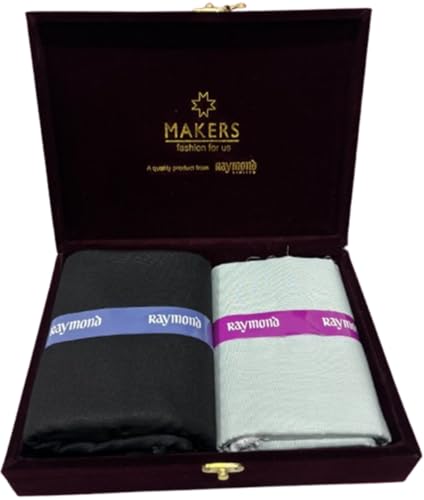 Image of Raymond Makers Men's Shirt & Trouser Fabric Combo with Premium Gift Box | Solid Shirt Fabric with Formal Trouser Fabric | Unstitched Dress Material for Office & Formal Wear