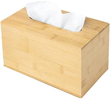 JUSK Design Tissue Box Holder - Modern, Minimalist, and Durable Wooden Tissue Box with Sliding Bottom, Easy-Refill- Premium-Quality Bamboo Tissue Box Cover, Fits 230-Count Box, Tall Rectangular