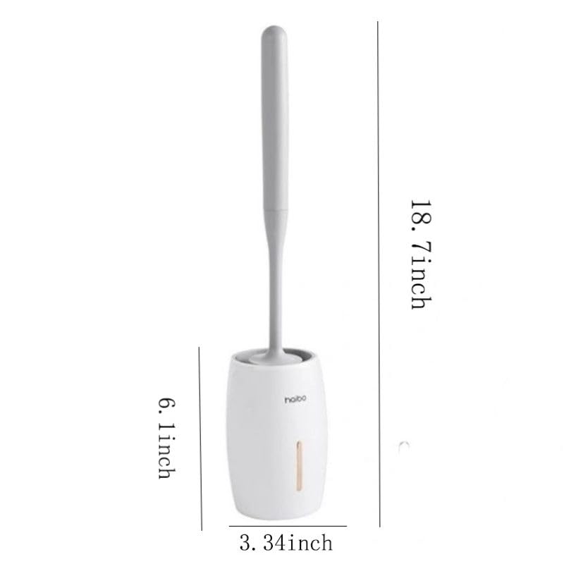 Image of Modem Wall Mounted Toilet Brush and Holder Set Self Cleaning Bowl Toilet Brush with Soft and Durable Bristles for Bathroom Cleaning, Can Standing (White Grey)