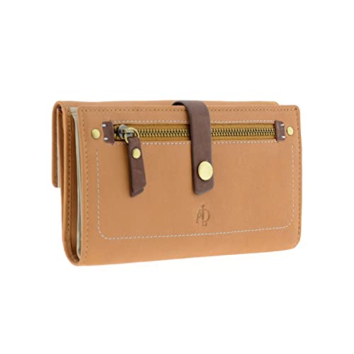 Adapell® - Billetera Mujer Cuero Billetera Piel auténtica con Monedero, Billetera y Tarjetero - Capacidad 19 Tarjetas & ID. Billetera para Mujer con Caja de Regalo. (Cuero) Cover