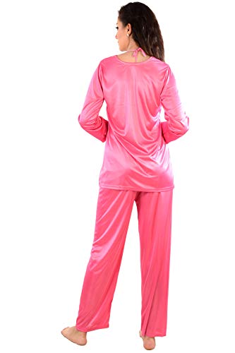 Image of Women's Satin Full Sleeve Night Suit Set of Top & Pyjama
