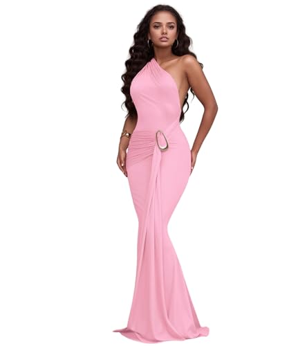 Image of PORRCEY Women's Sexy Rhinestone Lace Sheer Mesh Formal Evening Dress