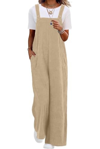 Lepunuo Corduroy Jumpsuits for Women Casual Rompers Fall Plus Size Rompers Loose Fit Baggy Overalls Fashion 3XL