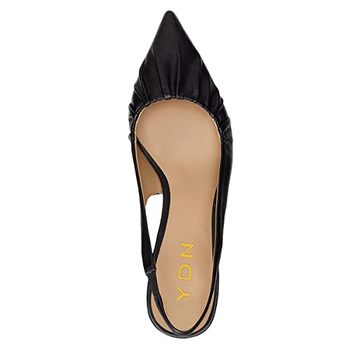 YDN Women Dressy Slip on Elastic Pumps Pointed Closed Toe Slingback Kitten Mid Heels Shoes Daily Office Size 4-15 US3