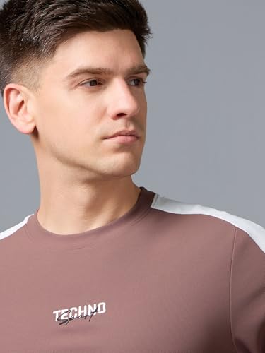 Image of TECHNOSPORT Men's Colorblock Full Sleeve T-Shirt MATPIQ Quick Dry Slim Fit Round Neck Sports Tee for Gym Casual Layering Wear UPF50+ Anti Odour