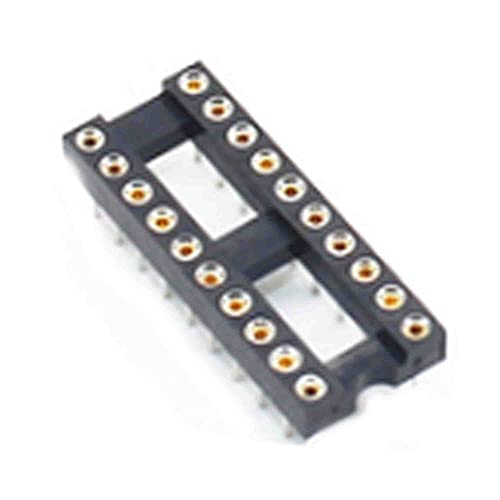 10Pcs IC Socket Flat Foot Round Hole Direct Plug Single Chip Socket 6P 8P 14P 16P 18P 20P 24P 28P 32P 40P (24P-Round Hole(Narrow))