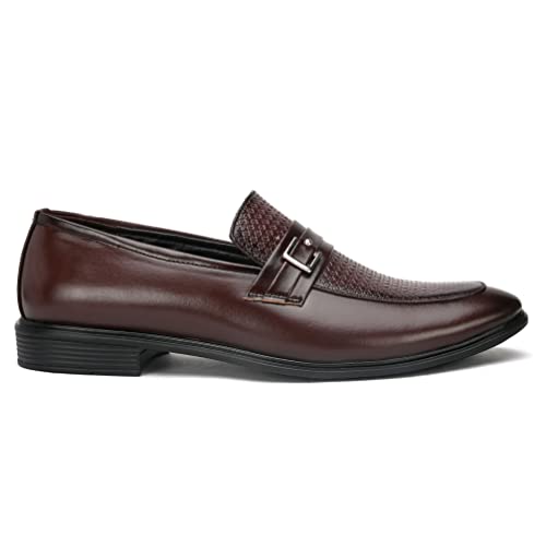 Image of STANPHORD Men Formal Slip-On Loafer Shoes | Lightweight PU Casual Office Wear Moccasins | Cushioned Insole | Anti-Slip Sole | Business Casual (TPSH M609)