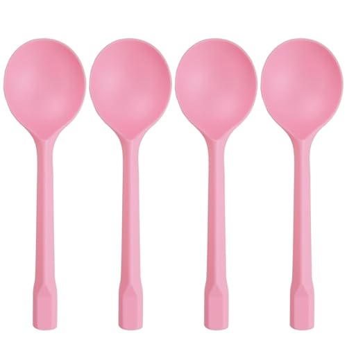 100 Count Independent Packaging Soup Spoons, Heavy Disposable Plastic Spoons for Cake Dessert Ice Cream (Pink)