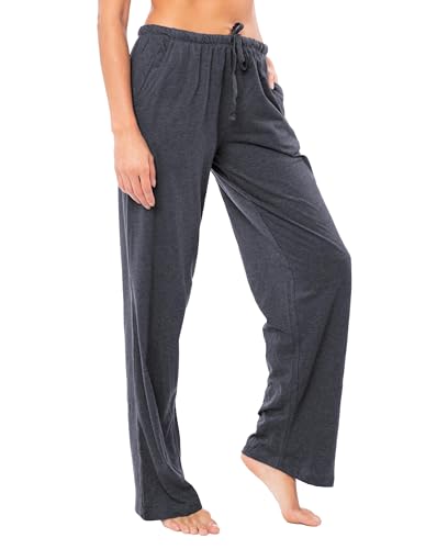 Image of Sexy Basics Women's Soft Flex 100% Cotton Knit Pajama Pants | Lounge Sleep Bottoms | Drawstring & Pockets| Multi Packs