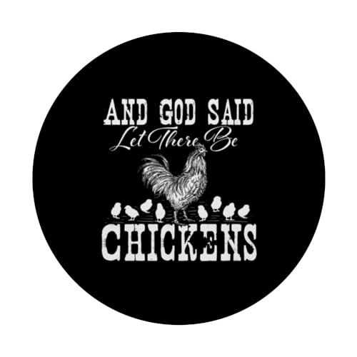 And God Said Let There Be Chickens - Farm Animal Farming PopSockets Swappable PopGrip, Black - Image 3