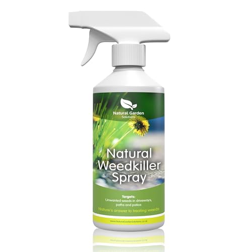 Natural Weed Killer Organic Chemical Free WeedKiller Glyphosate Free Targets Paths Patios Driveways Dandelions Perennial Weeds Pet Child Bird Wildlife Safe Organic Natural Ingredients 500ml