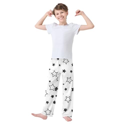 Boys' Pants Black Stars White Simple Long Bottoms Jogger Pants Elastic Waist Trousers with Pockets S-XL2