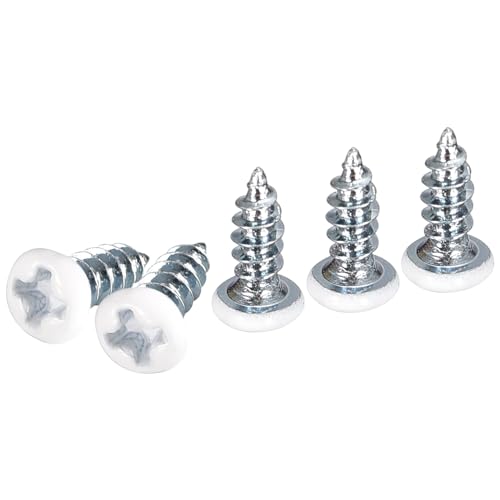 DTGN ST3x8mm White Screws 100Pack - Zinc Plated Carbon Steel Pan Head Phillips Sheet Metal Screw Self-tapping Screw Wood Screws